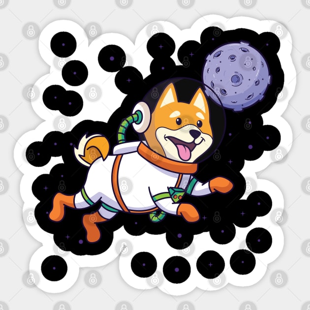 Shiba inu floating in space Sticker by Vizzzual